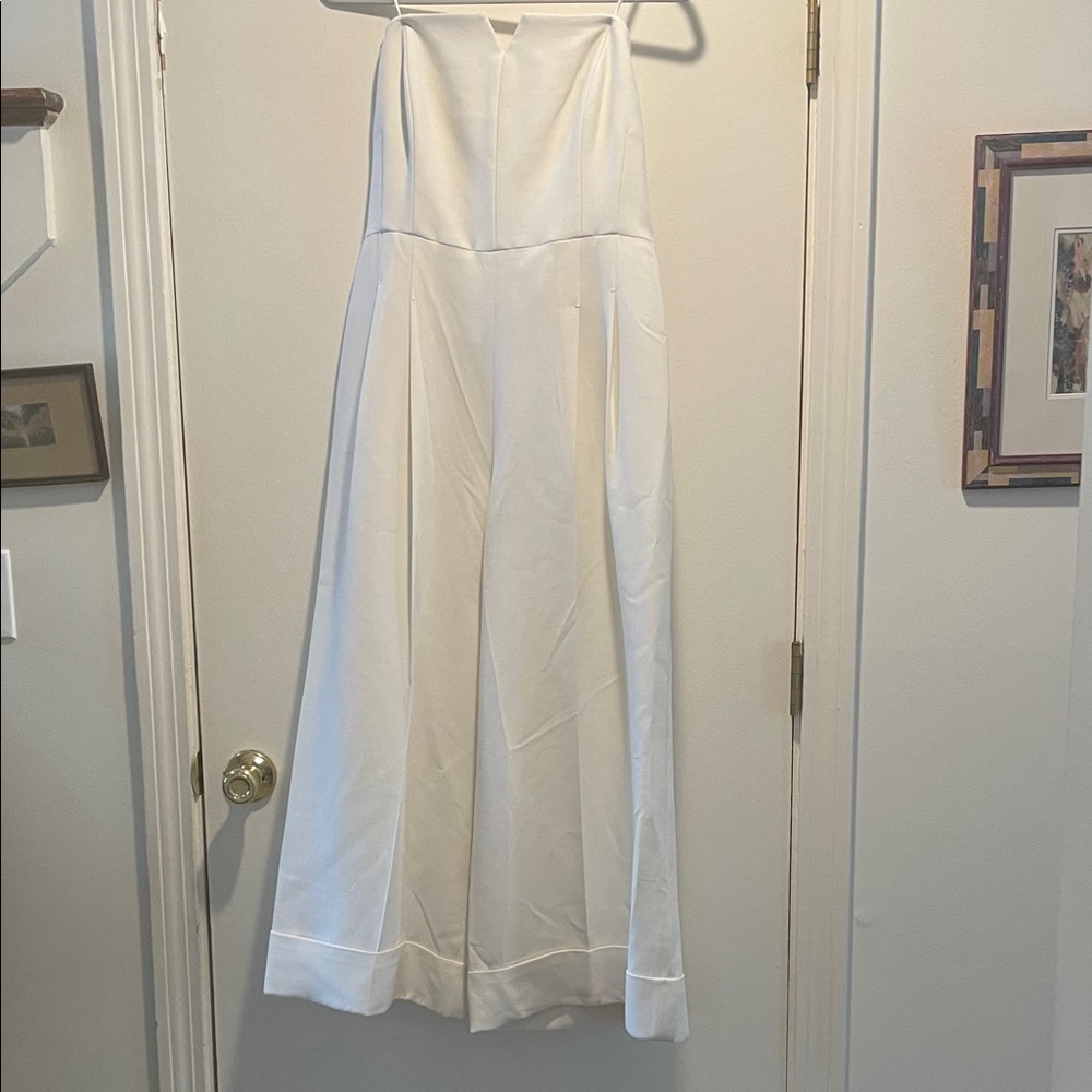 $1298 Lafayette 148 New York Cloud Elegant Strapless Cuffed Wide-Leg Jumpsuit